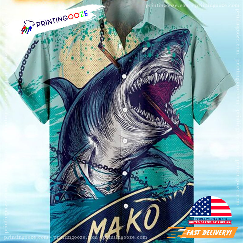 Mako Great White Shark Hawaiian - Adult & Kids T-Shirts, Sweatshirts & Hoodies apparel design preview 1