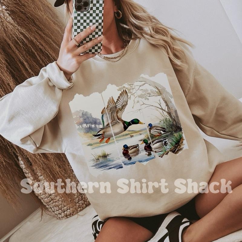 Mallard Duck Scene Season Hunting Sand - Adult & Kids T-Shirts, Sweatshirts & Hoodies apparel design preview 1
