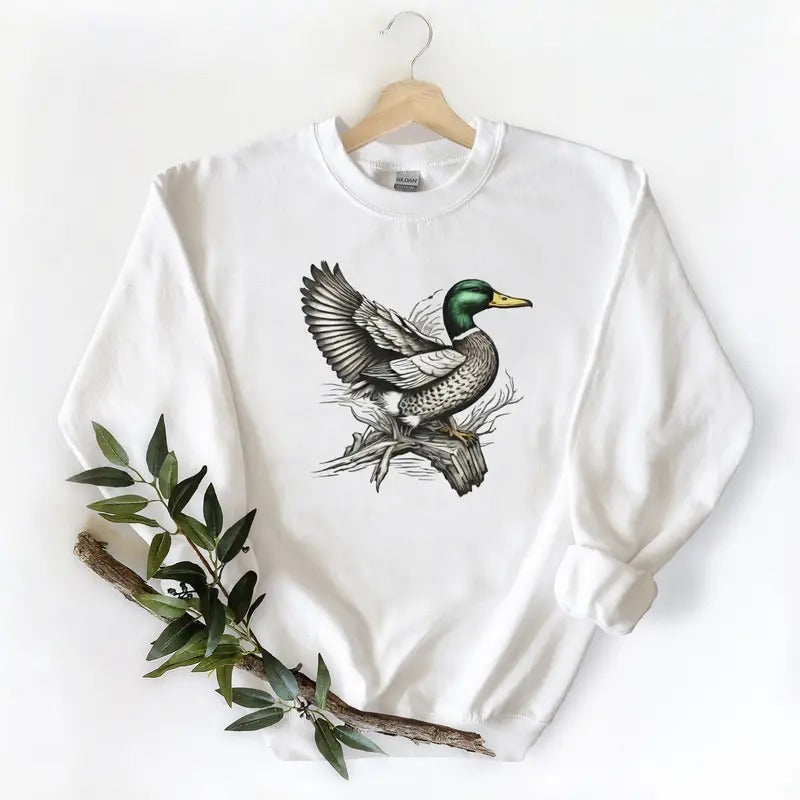 Mallard Ducks Coming Over Big Timbers Onto Water Duck - Adult & Kids T-Shirts, Sweatshirts & Hoodies apparel design preview 1