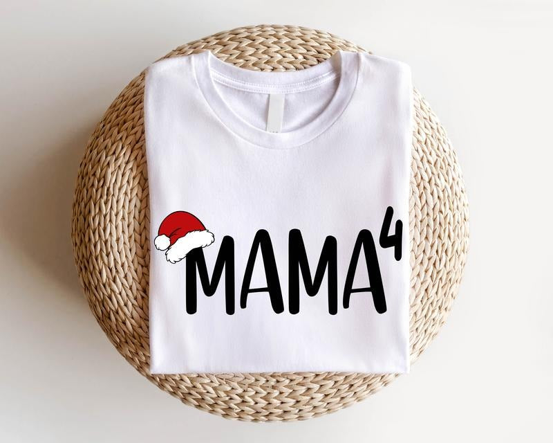 Mama 4 Pregnancy Announcement Xmas Cute Mom Four - Adult & Kids T-Shirts, Sweatshirts & Hoodies apparel design preview 1