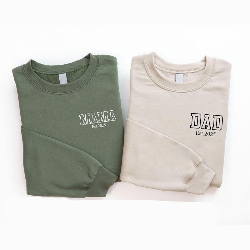 Mama Dad Est Custom New Mom Parents Be - Adult & Kids T-Shirts, Sweatshirts & Hoodies apparel design preview 1