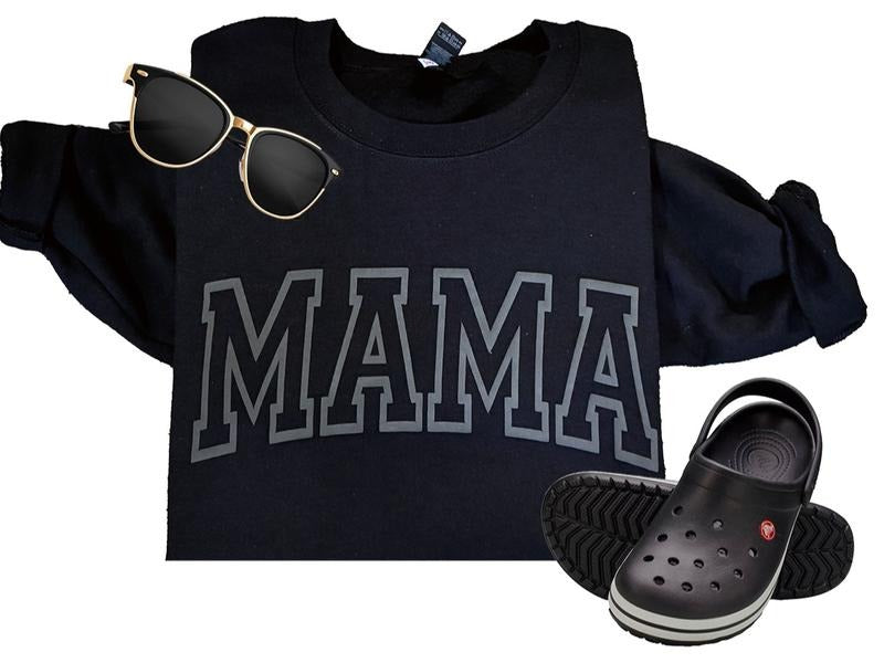 Mama Black Gildan Brand Puff Vinyl Casual Comfort - Adult & Kids T-Shirts, Sweatshirts & Hoodies apparel design preview 1