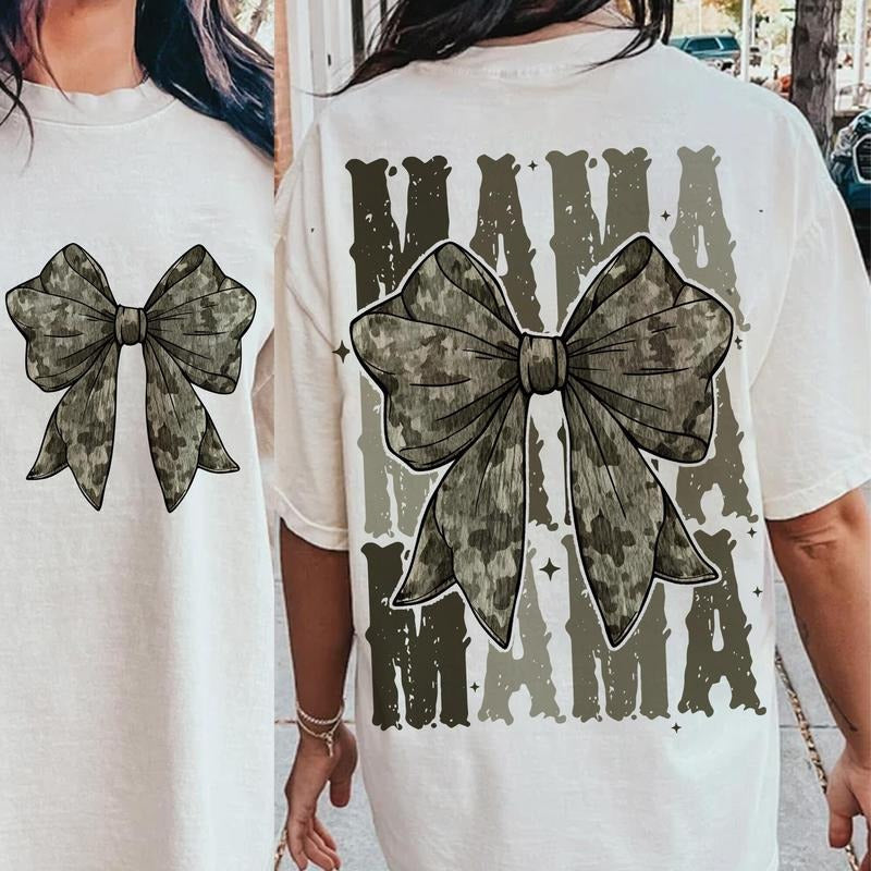Mama Camo Coquette Bow Old School Retro Hunting - Adult & Kids T-Shirts, Sweatshirts & Hoodies apparel design preview 1