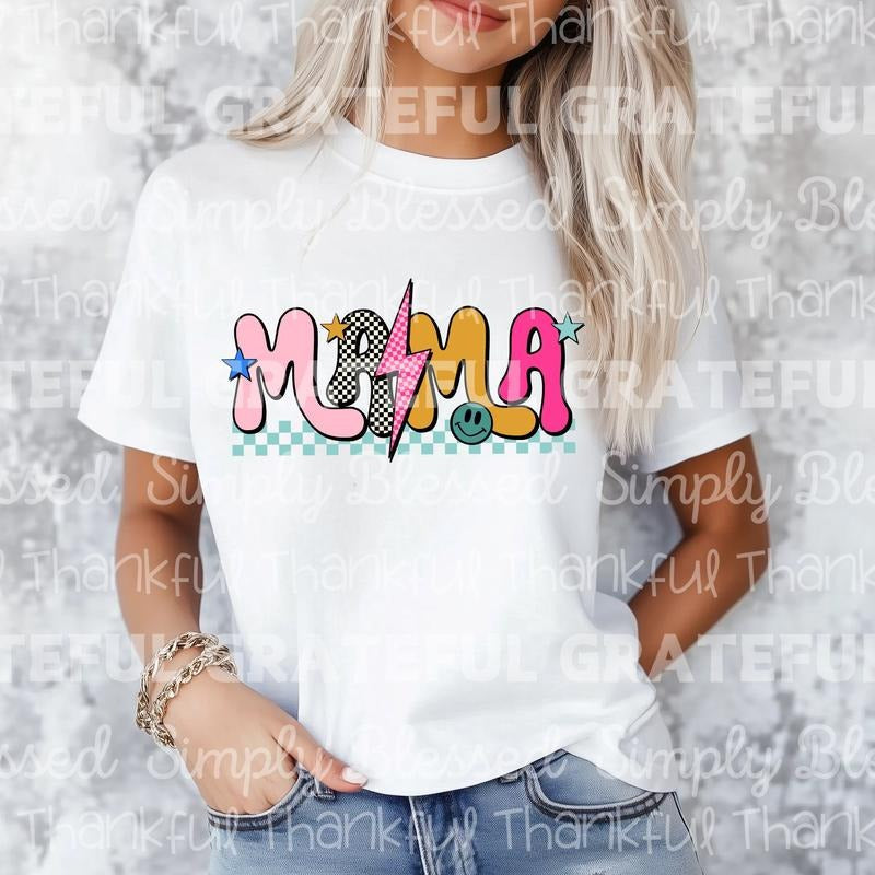 Mama Checkered Bolt DTF Transfers THIS IS NOT - Adult & Kids T-Shirts, Sweatshirts & Hoodies apparel design preview 1