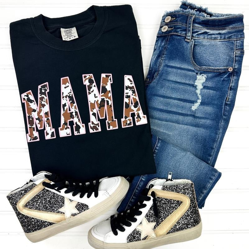 Mama Cow Print Comfort Colors - Adult & Kids T-Shirts, Sweatshirts & Hoodies apparel design preview 1