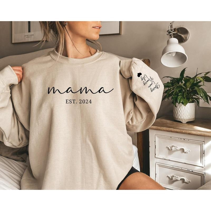 Mama Est Custom 2024 Mom New - Adult & Kids T-Shirts, Sweatshirts & Hoodies apparel design preview 1
