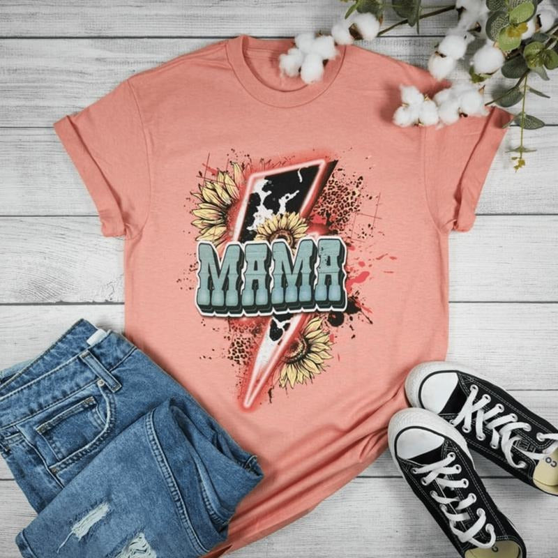 Mama Lightning Cow Sunflower - Adult & Kids T-Shirts, Sweatshirts & Hoodies apparel design preview 1