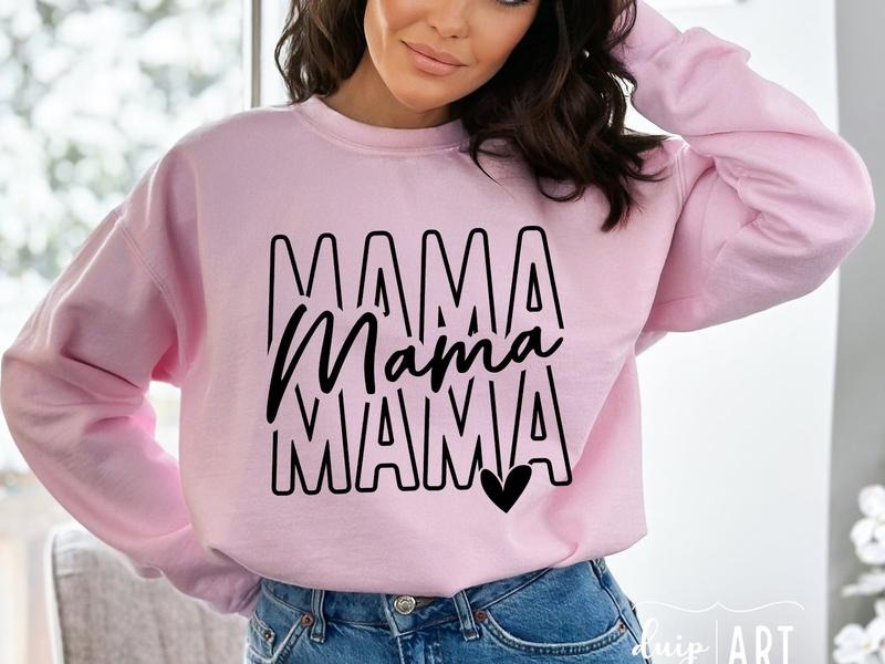 Mama PNG Stacked DRG Retro Boho Mode Blessed Svg Life - Adult & Kids T-Shirts, Sweatshirts & Hoodies apparel design preview 1