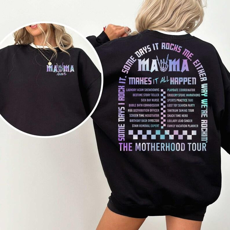 Mama Rock Tour Mom Life Some Days I Roll Motherhood - Adult & Kids T-Shirts, Sweatshirts & Hoodies apparel design preview 1