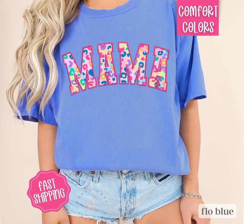 Mama Comfort Colors Mom Varsity Leopard Letters Cute - Adult & Kids T-Shirts, Sweatshirts & Hoodies apparel design preview 1