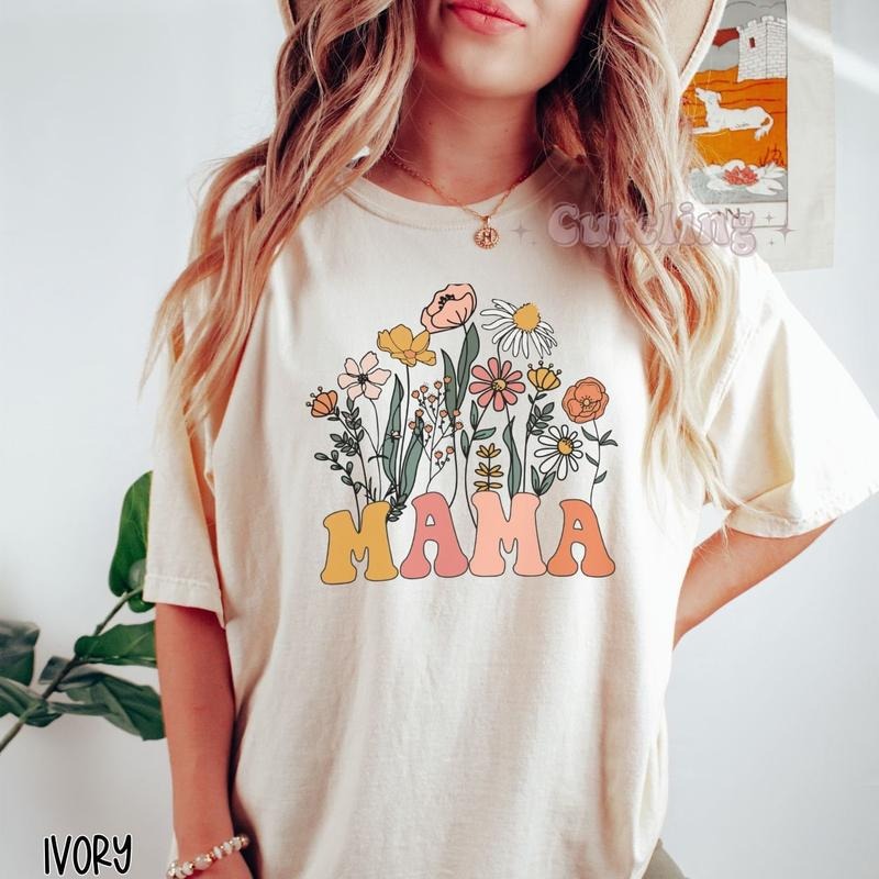 Mama Wildflowers Retro Mom Flower Floral New TK43GN - Adult & Kids T-Shirts, Sweatshirts & Hoodies apparel design preview 1