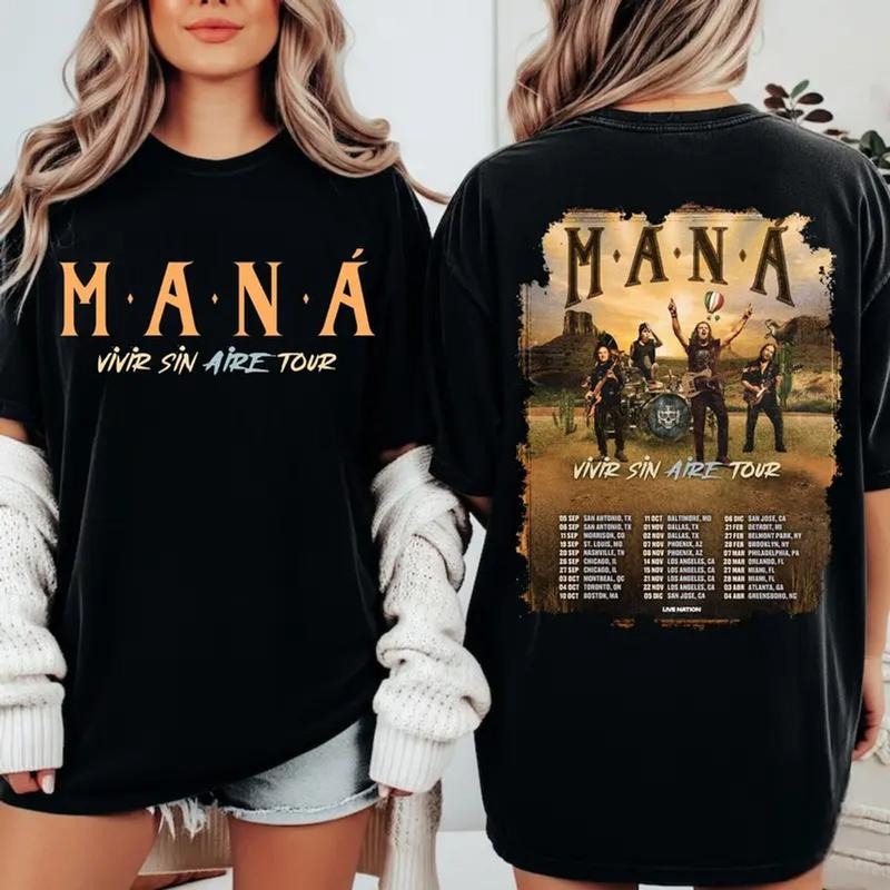 Mana Tour 2025 Vivir Sin Aire Latin Rock Band Concert - Adult & Kids T-Shirts, Sweatshirts & Hoodies apparel design preview 1