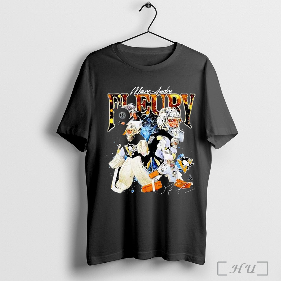 Marc Andre Fleury Black Pittsburgh Penguins Graphic - Adult & Kids T-Shirts, Sweatshirts & Hoodies apparel design preview 1