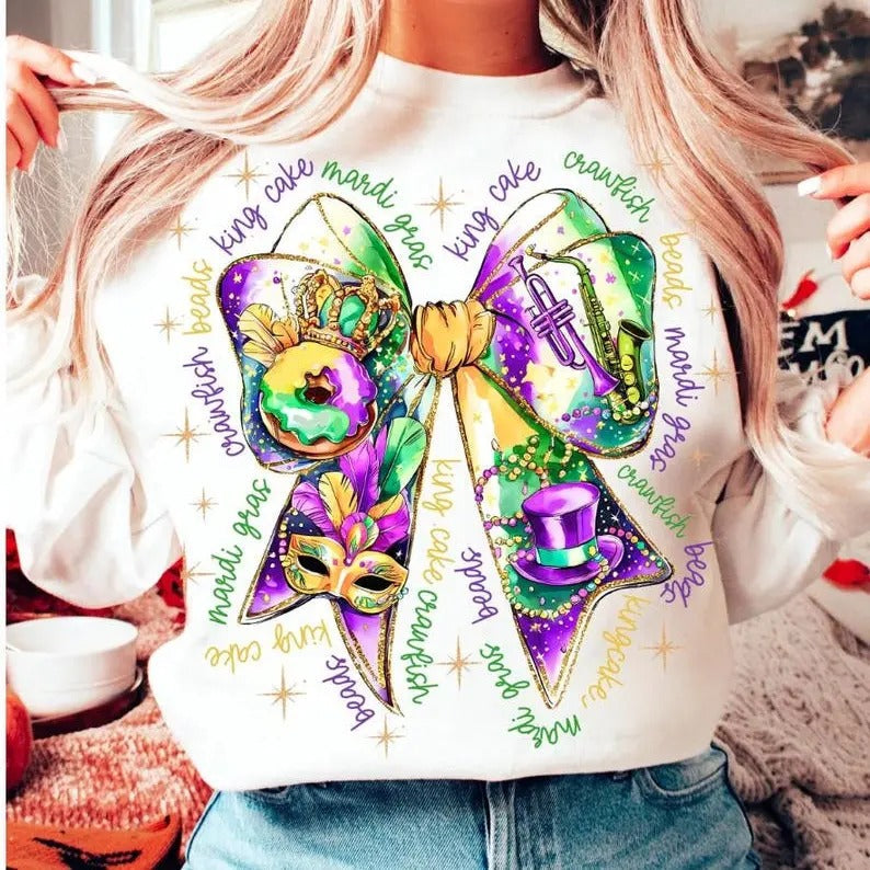 Mardi Gras Coquette - Adult & Kids T-Shirts, Sweatshirts & Hoodies apparel design preview 1