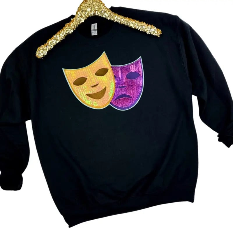 Mardi Gras Sequin Patch Gildan BLACK - Adult & Kids T-Shirts, Sweatshirts & Hoodies apparel design preview 1