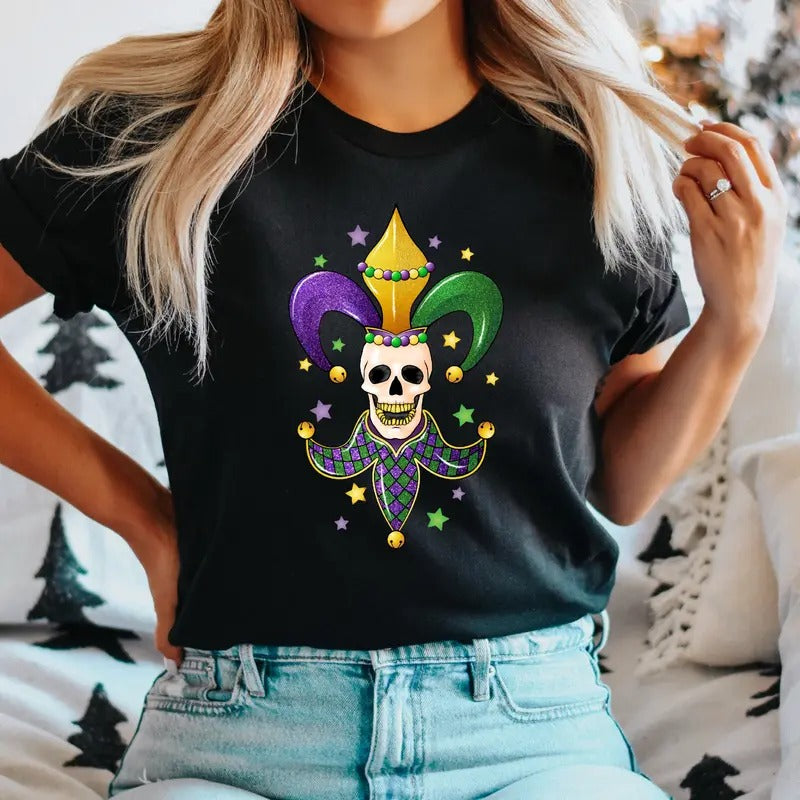 Mardi Gras Skeleton Skeletons Party Gothic Lovers - Adult & Kids T-Shirts, Sweatshirts & Hoodies apparel design preview 1