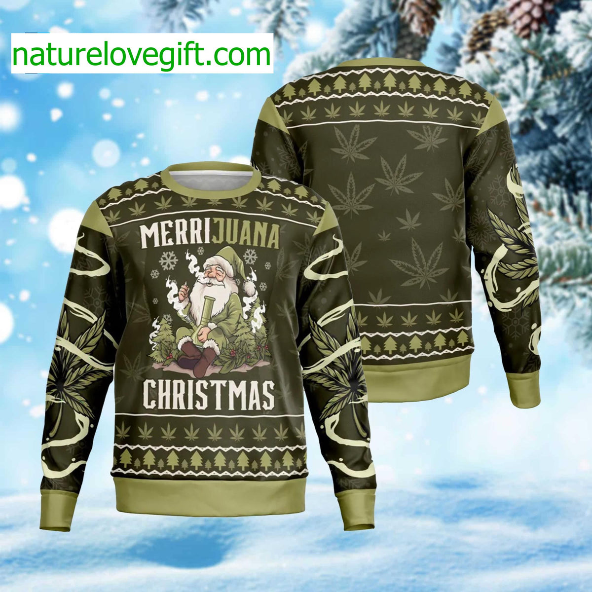 Marijuana Ugly Christmas Sweater - Holiday Gift product image
