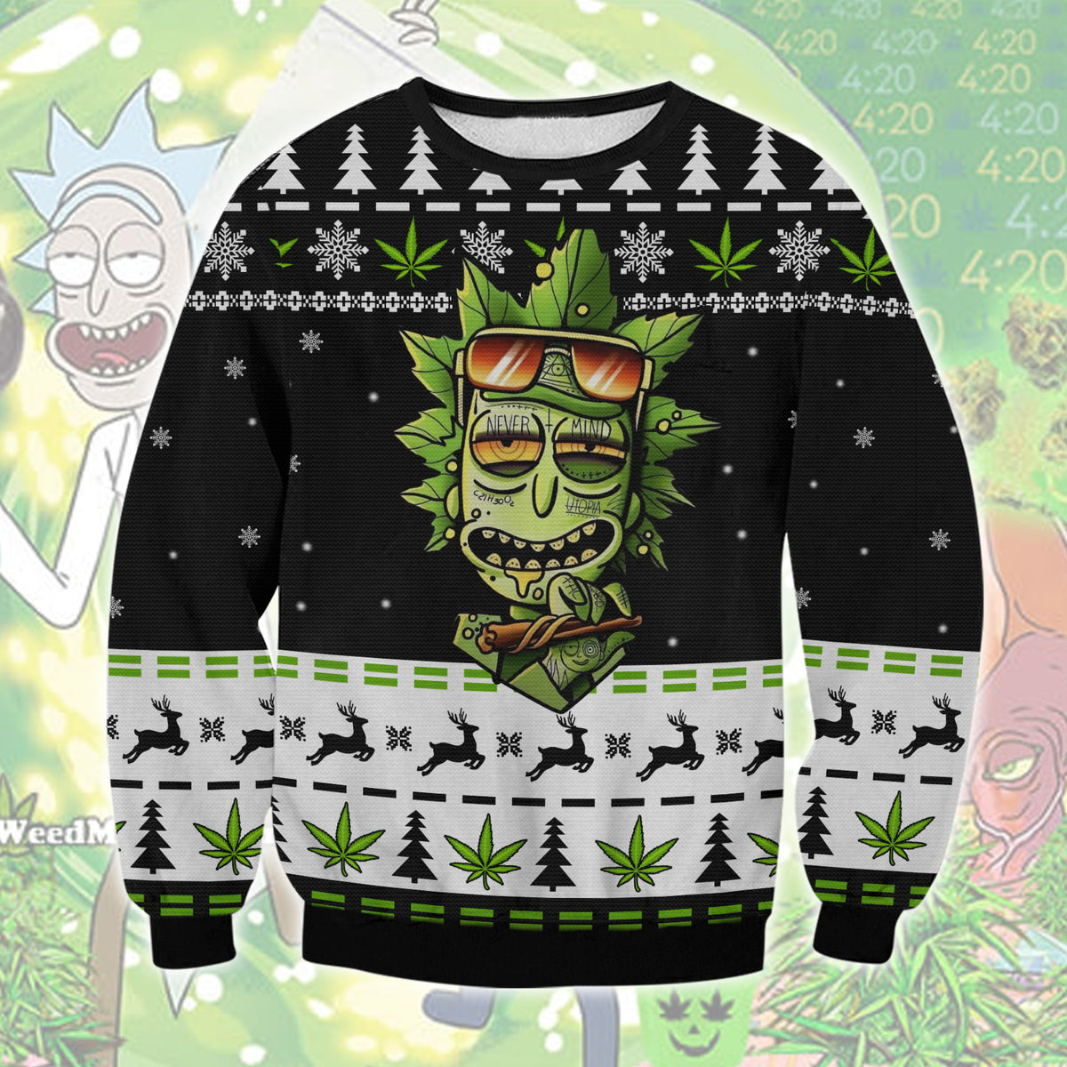 Marijuana Rick 3D Ugly Christmas Sweater - Holiday Gift product image