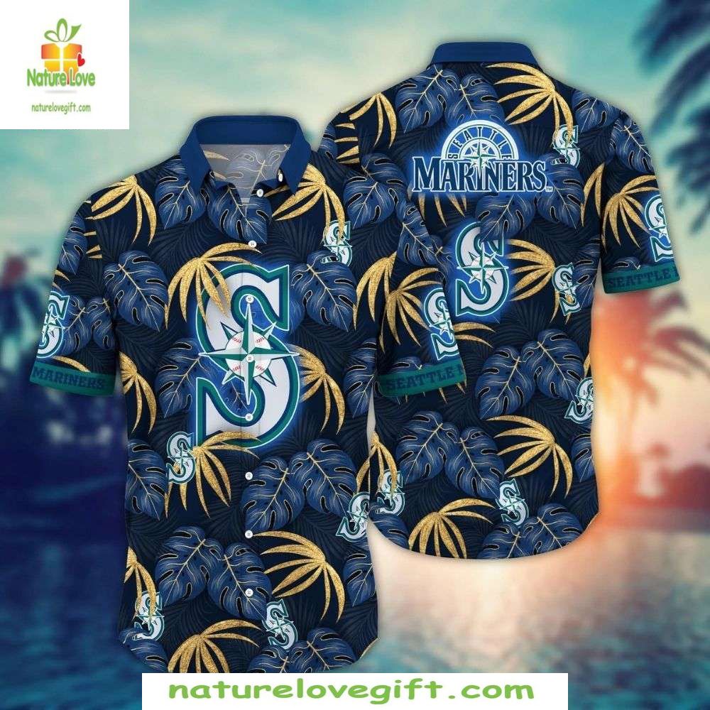 MLB Hawaiian Mariners Tropical Palm Night Baseball - Adult & Kids T-Shirts, Sweatshirts & Hoodies apparel design preview 1