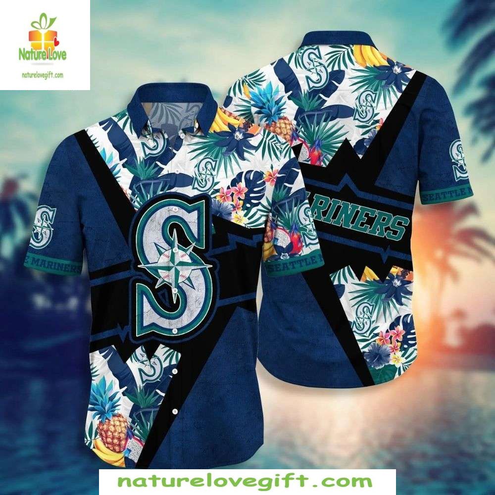 MLB Hawaiian Mariners Tropical Floral Aloha Baseball - Adult & Kids T-Shirts, Sweatshirts & Hoodies apparel design preview 1