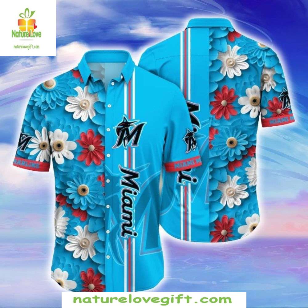 Miami Marlins Hawaiian MLB Baseball Apparel Seabreeze - Adult & Kids T-Shirts, Sweatshirts & Hoodies apparel design preview 1