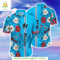 Miami Marlins Hawaiian MLB Baseball Apparel Seabreeze - Adult & Kids T-Shirts, Sweatshirts & Hoodies apparel design preview 1