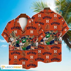 Mascot And Leaves Tropical Pattern Astros Hawaiian - Adult & Kids T-Shirts, Sweatshirts & Hoodies apparel design preview 1