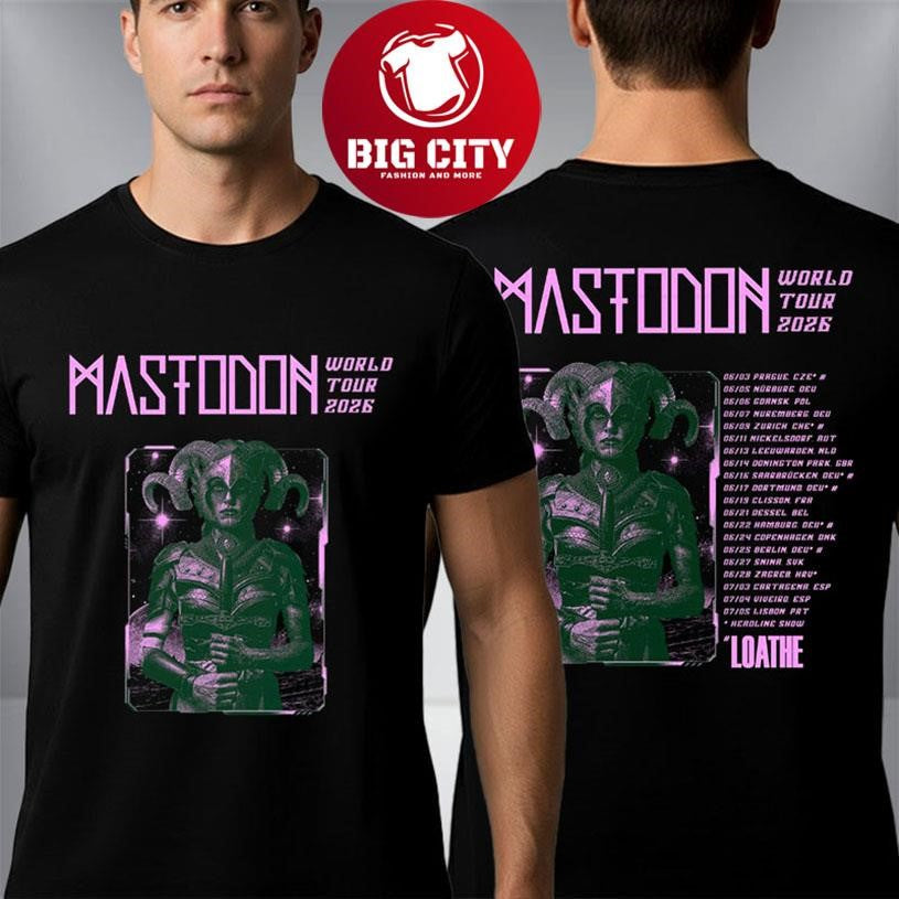 Mastodon World Tour 2026 Venue Dates Two Sided - Adult & Kids T-Shirts, Sweatshirts & Hoodies apparel design preview 1