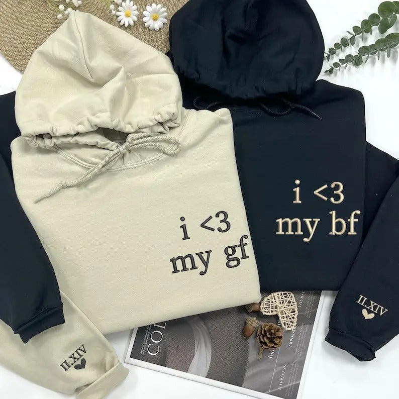 Matching Couples Embroidery I Love My GF BF Boyfriend - Adult & Kids T-Shirts, Sweatshirts & Hoodies apparel design preview 1