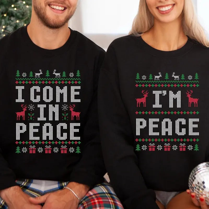 Matching Couples Sets Ugly Funny Couple I Come Peace - Adult & Kids T-Shirts, Sweatshirts & Hoodies apparel design preview 1