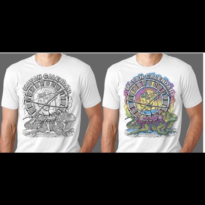 Mayan Calendar Changing Colors White Cotton - Adult & Kids T-Shirts, Sweatshirts & Hoodies apparel design preview 1
