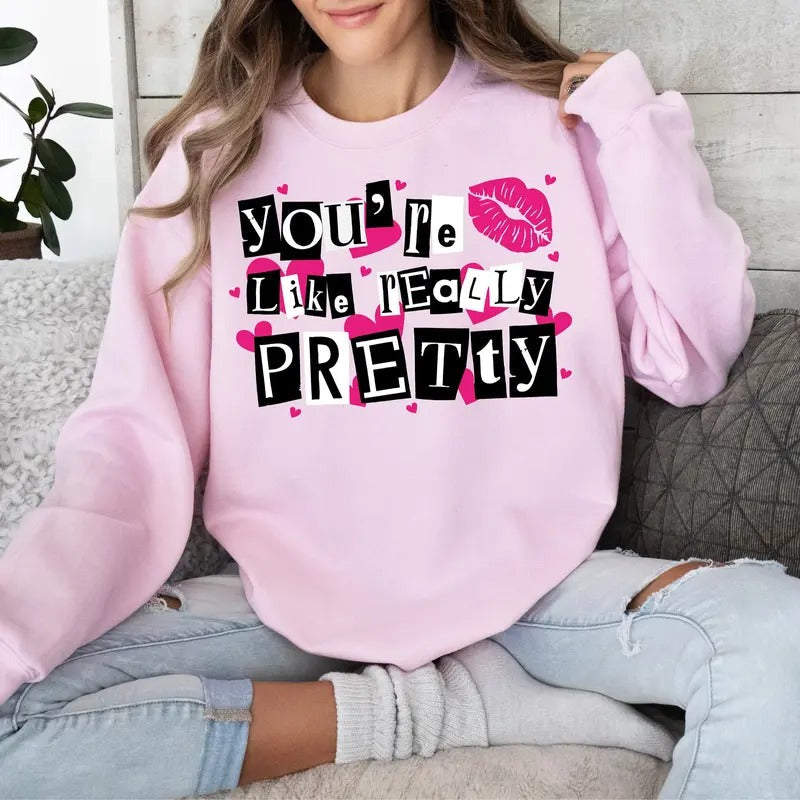 Mean Girl "You'Re Like Really Pretty" Funny Burn Book - Adult & Kids T-Shirts, Sweatshirts & Hoodies apparel design preview 1