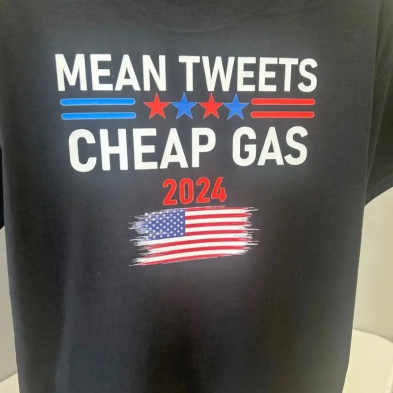 Mean Tweets Cheap Gas Trump Cotton Fabric - Adult & Kids T-Shirts, Sweatshirts & Hoodies apparel design preview 1
