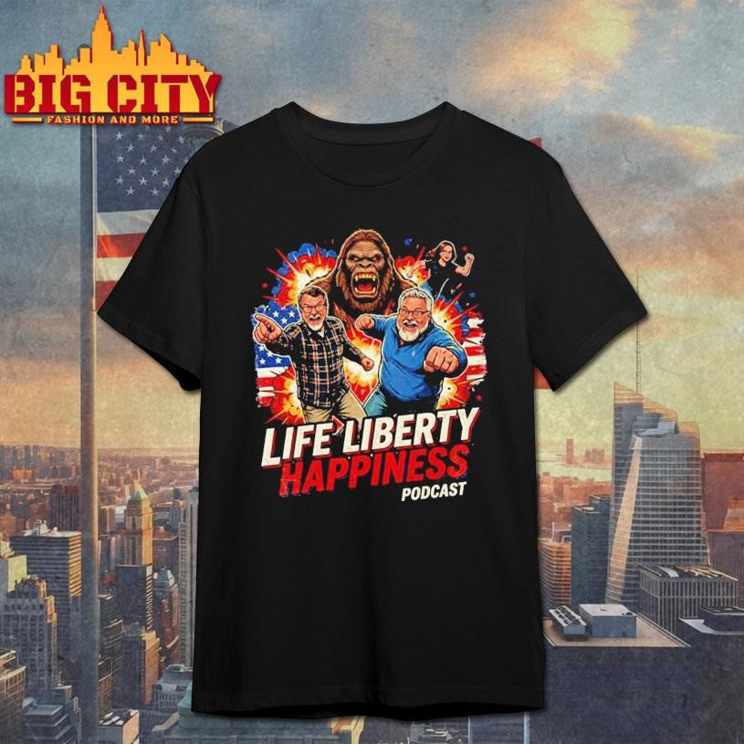 Media Squatch Life Liberty Happiness Bigfoot Team - Adult & Kids T-Shirts, Sweatshirts & Hoodies apparel design preview 1