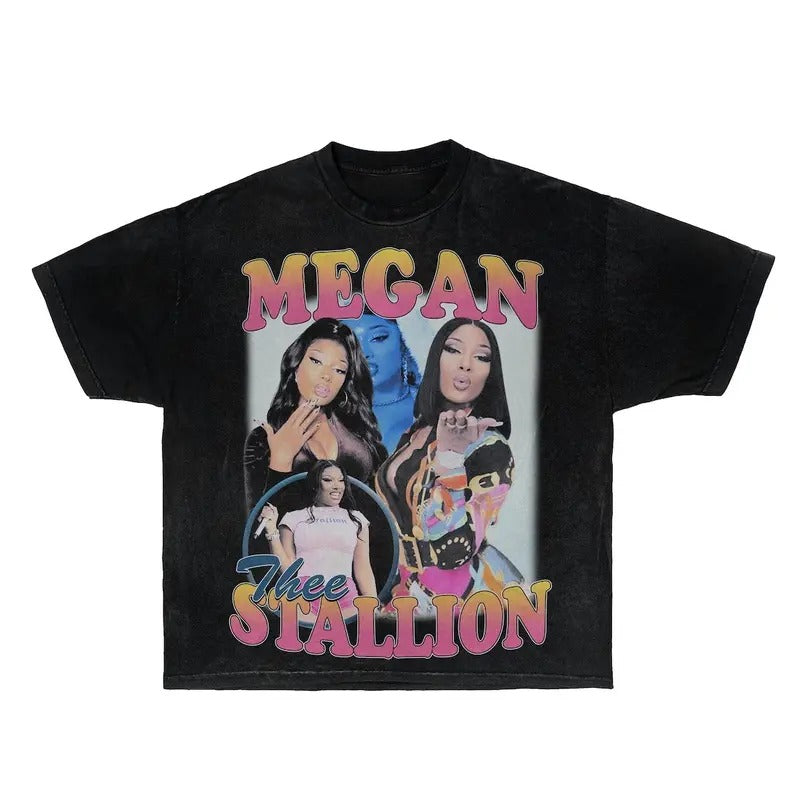 Megan Thee Stallion 90s Retro Rap Bootleg - Adult & Kids T-Shirts, Sweatshirts & Hoodies apparel design preview 1