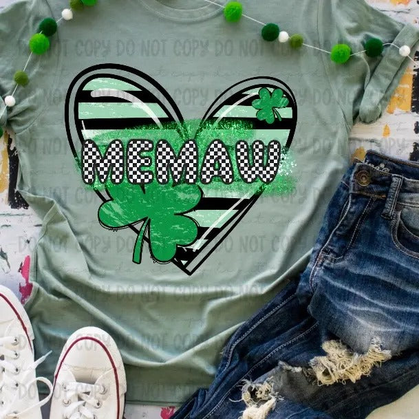 Memaw Clover Heart DTF Transfers THIS IS NOT - Adult & Kids T-Shirts, Sweatshirts & Hoodies apparel design preview 1
