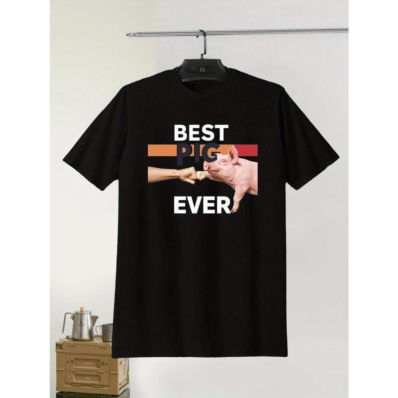 "BEST PIG DAD EVER" Print Casual Round Neck Short - Adult & Kids T-Shirts, Sweatshirts & Hoodies apparel design preview 1
