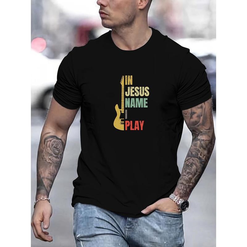 Jesus Name I Play" Guitar Polyester Blend Crew Neck - Adult & Kids T-Shirts, Sweatshirts & Hoodies apparel design preview 1