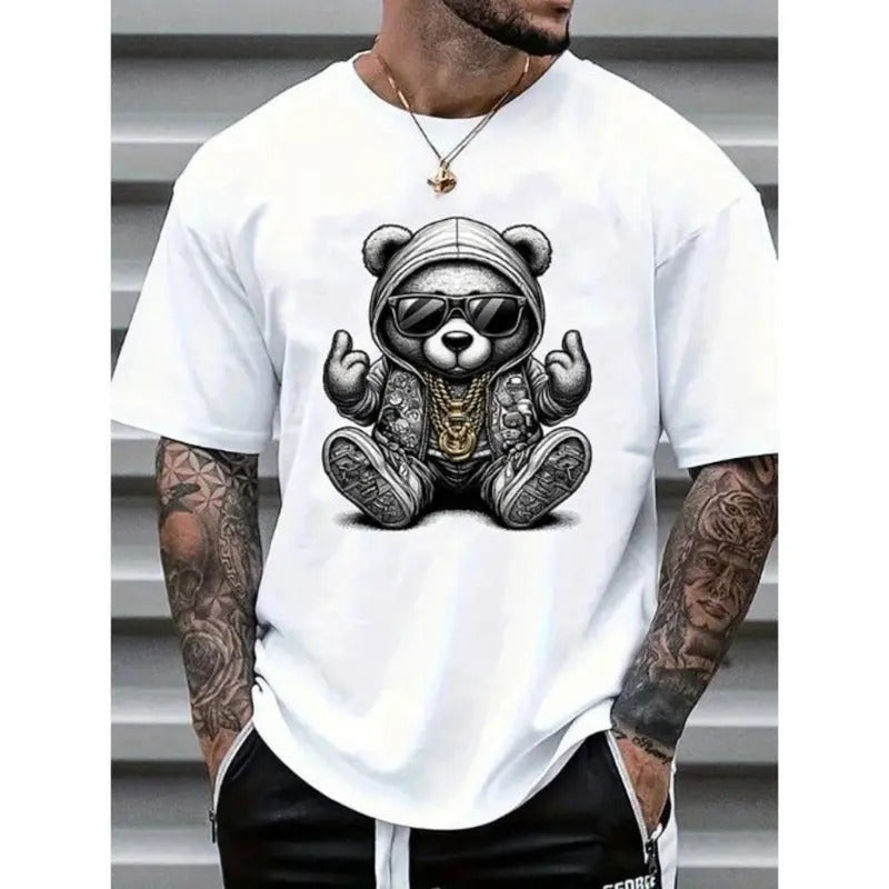 Casual Cartoon Bear Print Round Neck Short Sleeve - Adult & Kids T-Shirts, Sweatshirts & Hoodies apparel design preview 1