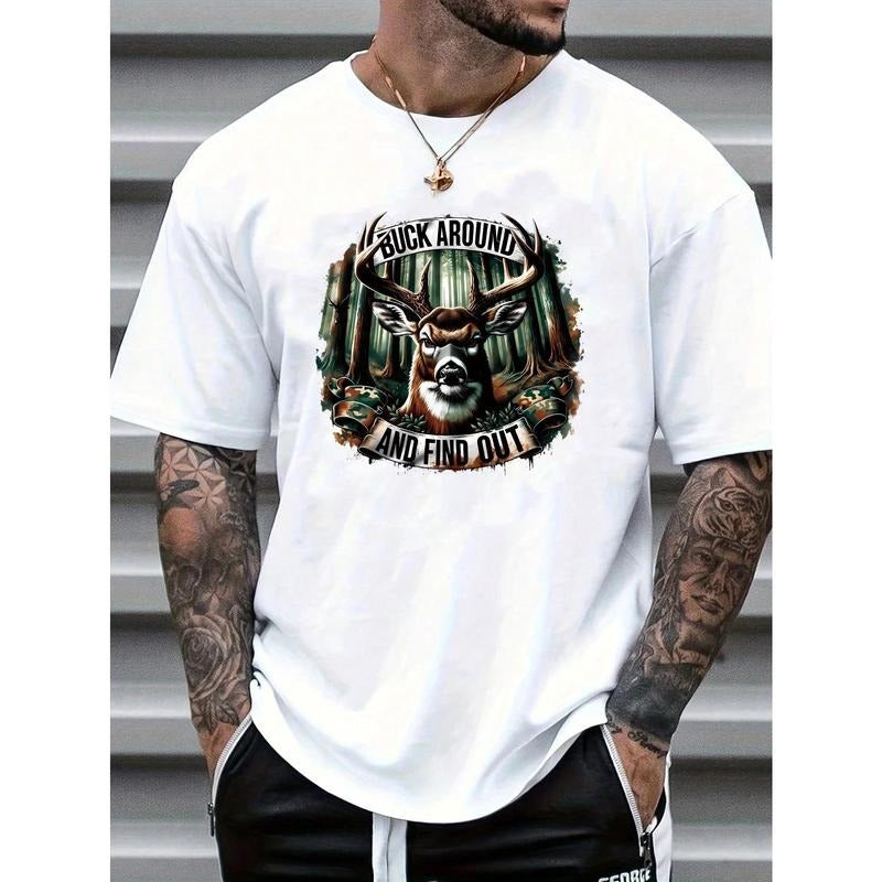 Casual Reindeer Print Soft Cotton Crew Neck Short - Adult & Kids T-Shirts, Sweatshirts & Hoodies apparel design preview 1