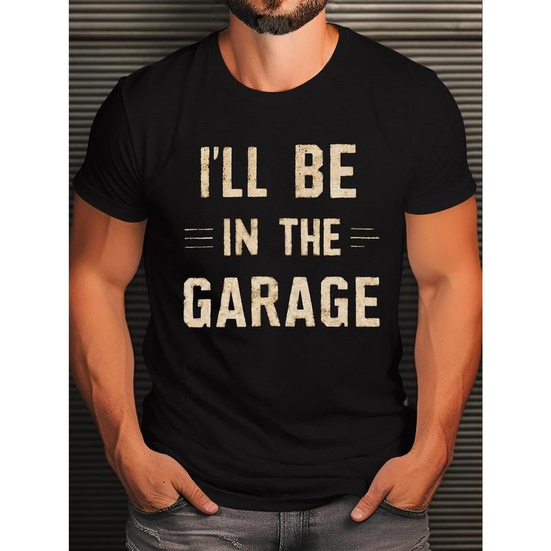 Cotton Crew Neck Rustic "I'LL BE GARAGE" Print Casual - Adult & Kids T-Shirts, Sweatshirts & Hoodies apparel design preview 1