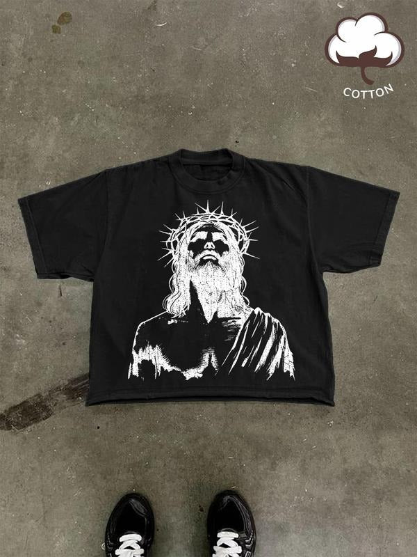 Jesus Print Round Neck Regular Fit Casual Short - Adult & Kids T-Shirts, Sweatshirts & Hoodies apparel design preview 1