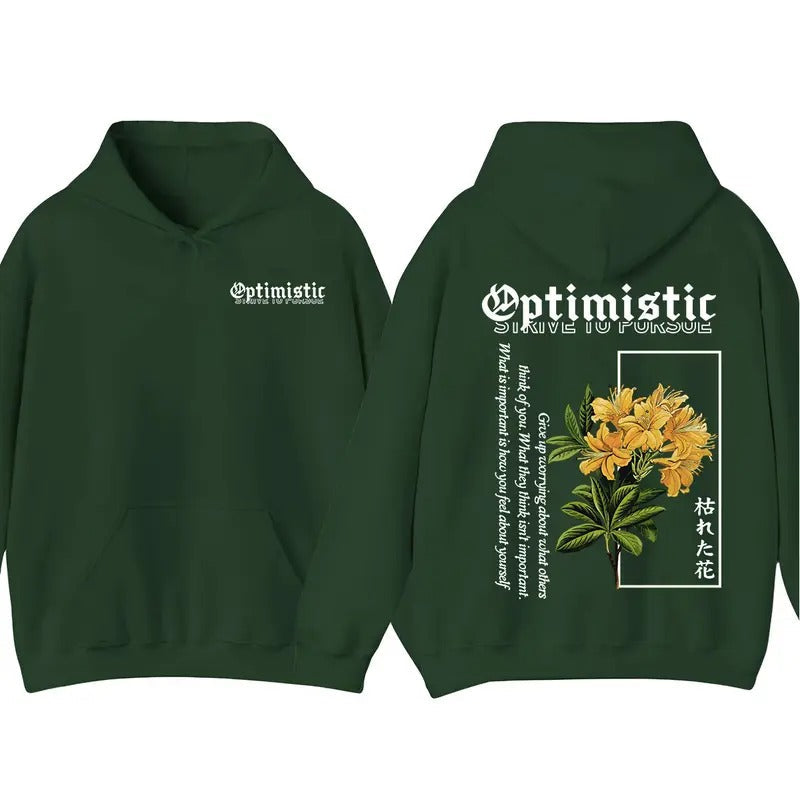 Optimistic Flower Print Motivational Menswear Tops - Adult & Kids T-Shirts, Sweatshirts & Hoodies apparel design preview 1