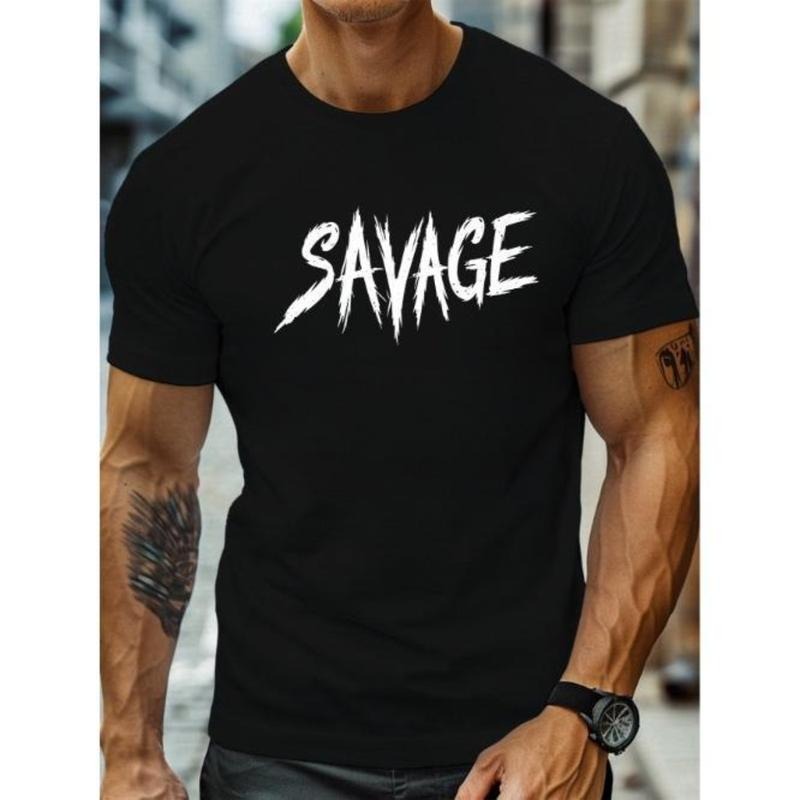 Round Neck Short Sleeve Simple SAVAGE Word Print Art - Adult & Kids T-Shirts, Sweatshirts & Hoodies apparel design preview 1