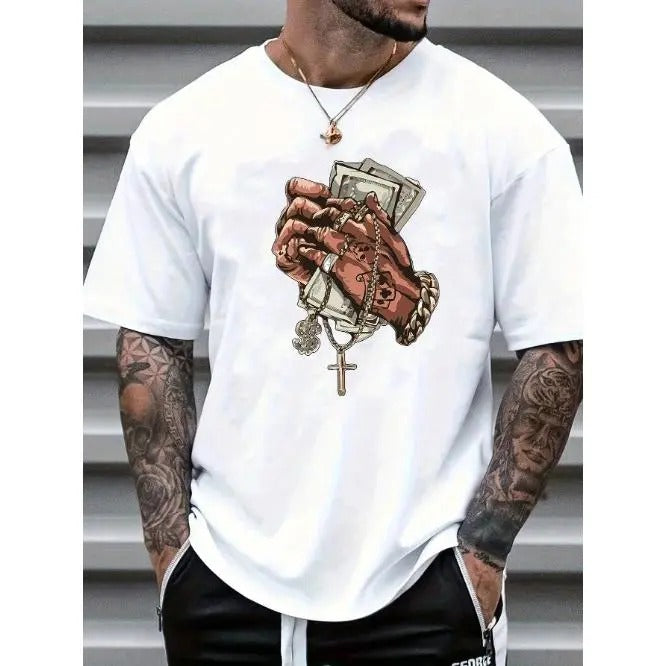 Summer Casual Hand Gesture Cross Print Short Sleeve - Adult & Kids T-Shirts, Sweatshirts & Hoodies apparel design preview 1