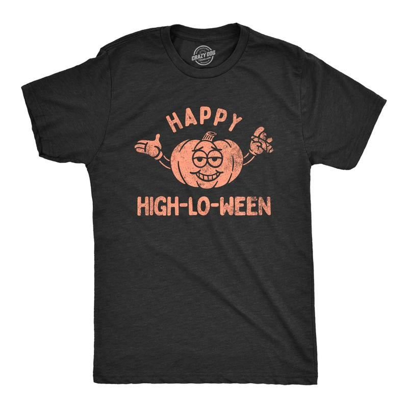 Happy High Lo Ween Funny 420 Halloween Weed Smoking - Adult & Kids T-Shirts, Sweatshirts & Hoodies apparel design preview 1
