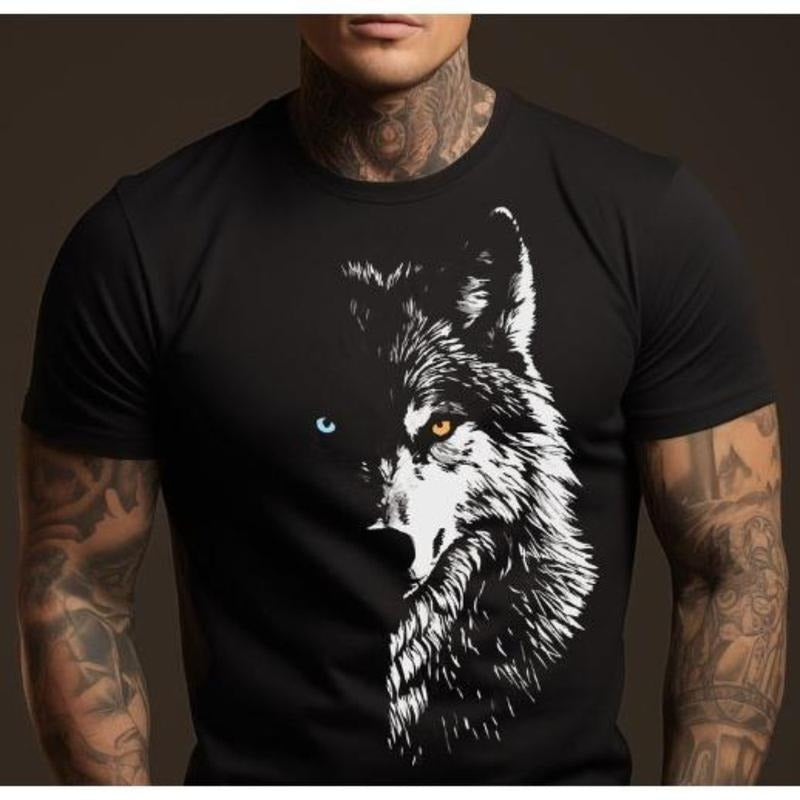 Wolf Head Print Boyfriend Husband 3D Him Made USA - Adult & Kids T-Shirts, Sweatshirts & Hoodies apparel design preview 1