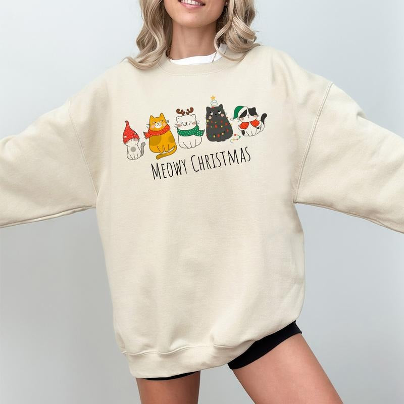 Meowy Cute Cat Lover Mom Winter - Adult & Kids T-Shirts, Sweatshirts & Hoodies apparel design preview 1