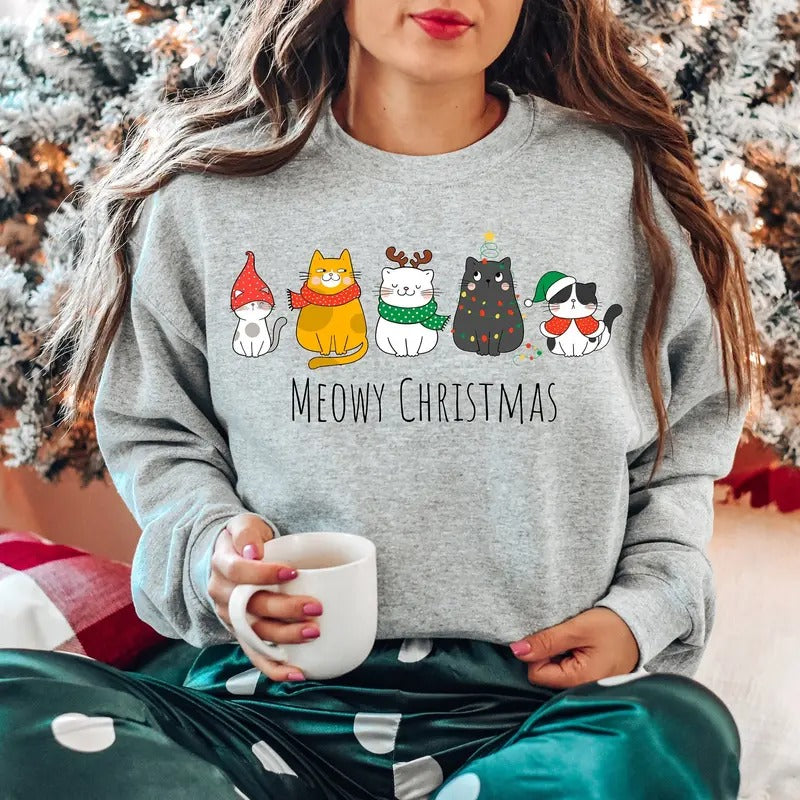 Meowy Happy Cat Year Funny Cats Lover - Adult & Kids T-Shirts, Sweatshirts & Hoodies apparel design preview 1
