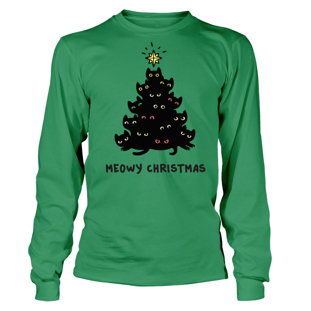 Meowy Christmas Tree - Adult & Kids T-Shirts, Sweatshirts & Hoodies apparel design preview 1